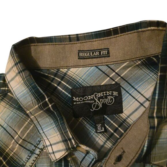 NWT Moon Shine Spirit Brad Paisely L Regular Fit Western Pearl Snap Rockabilly - Picture 5 of 10